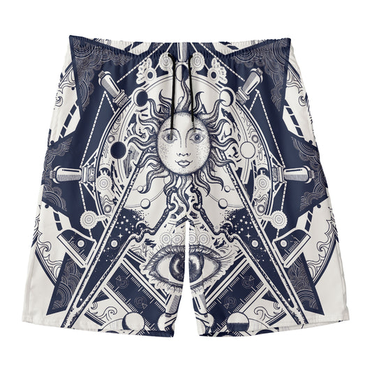 Vintage Masonic Freemasonry Print Men's Swim Trunks