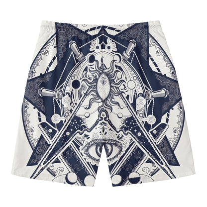 Vintage Masonic Freemasonry Print Men's Swim Trunks