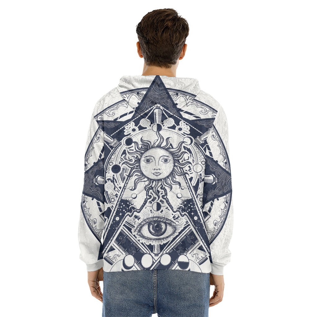 Vintage Masonic Freemasonry Print Men's Velvet Pullover Hoodie