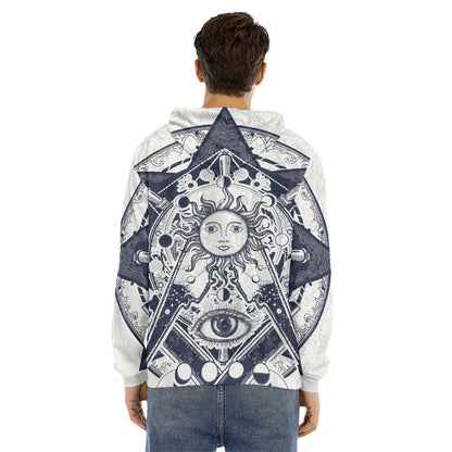 Vintage Masonic Freemasonry Print Men's Velvet Pullover Hoodie