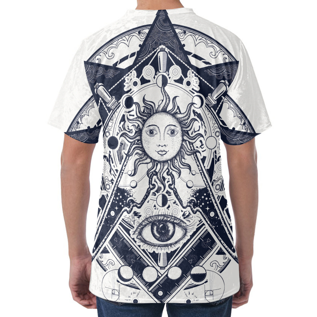 Vintage Masonic Freemasonry Print Men's Velvet T-Shirt