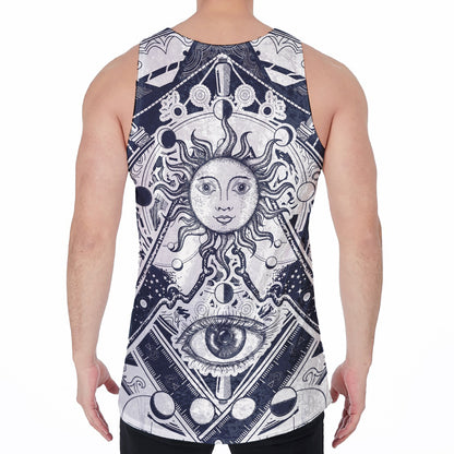 Vintage Masonic Freemasonry Print Men's Velvet Tank Top