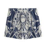 Vintage Masonic Freemasonry Print Mesh Shorts