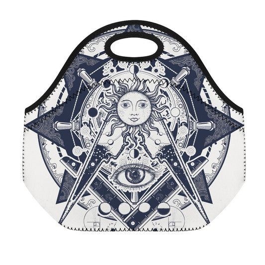 Vintage Masonic Freemasonry Print Neoprene Lunch Bag
