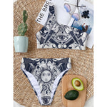 Vintage Masonic Freemasonry Print One Shoulder Bikini Top