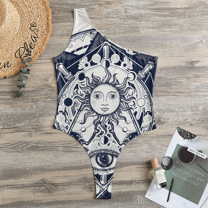 Vintage Masonic Freemasonry Print One Shoulder Bodysuit