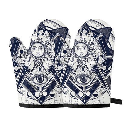 Vintage Masonic Freemasonry Print Oven Mitts