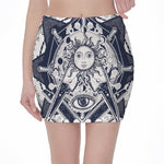 Vintage Masonic Freemasonry Print Pencil Mini Skirt