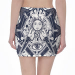 Vintage Masonic Freemasonry Print Pencil Mini Skirt
