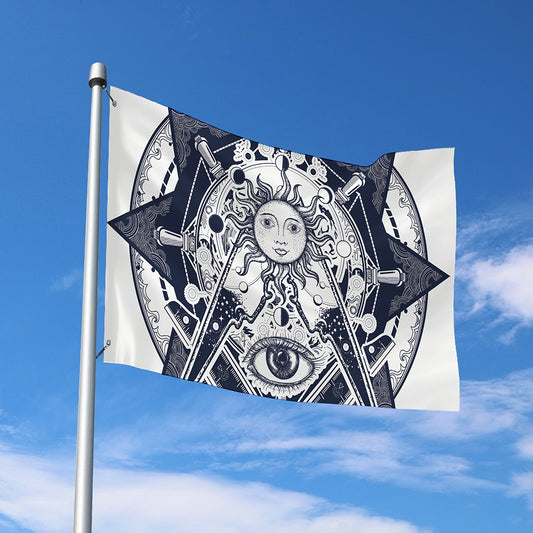 Vintage Masonic Freemasonry Print Polyester Flag