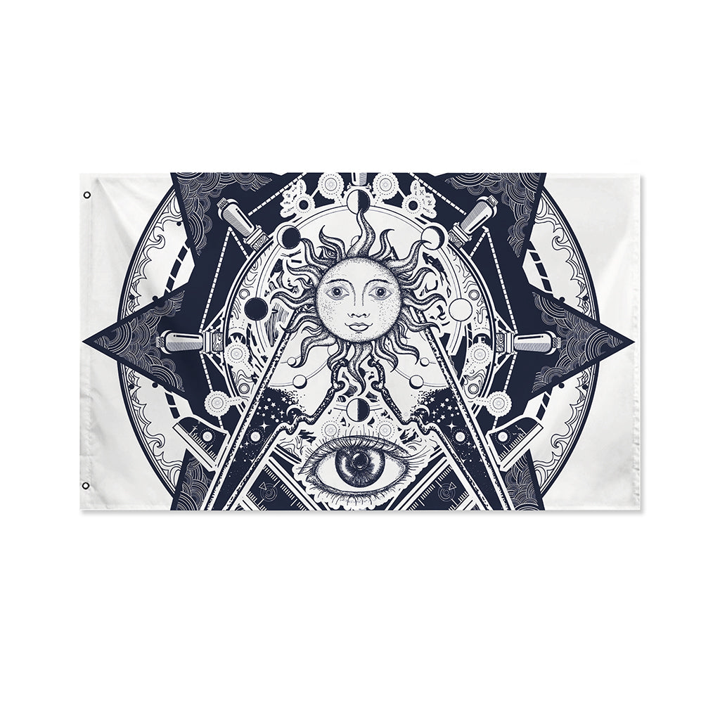 Vintage Masonic Freemasonry Print Polyester Flag