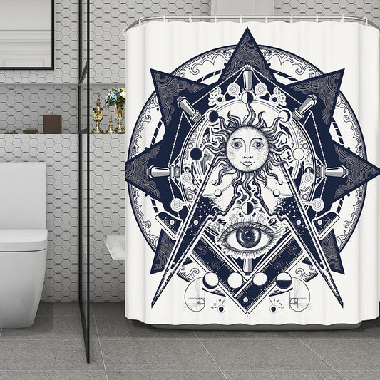 Vintage Masonic Freemasonry Print Polyester Shower Curtain