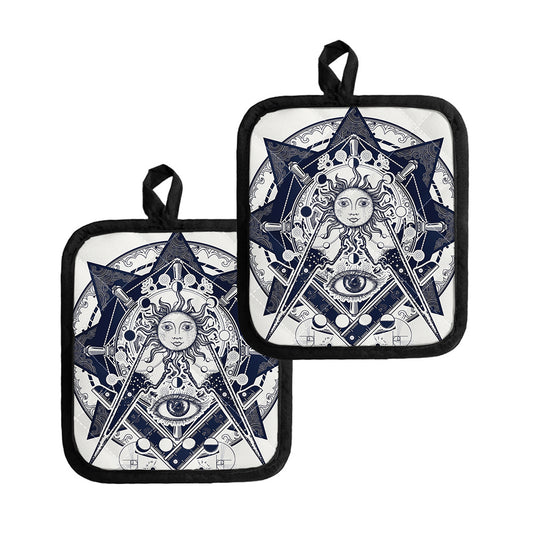 Vintage Masonic Freemasonry Print Pot Holders