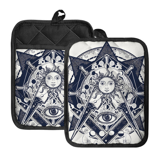 Vintage Masonic Freemasonry Print Pot Holders With Pocket