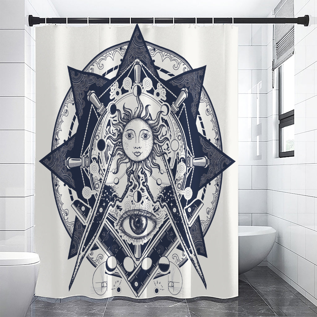 Vintage Masonic Freemasonry Print Premium Shower Curtain