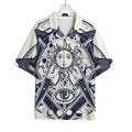 Vintage Masonic Freemasonry Print Rayon Hawaiian Shirt