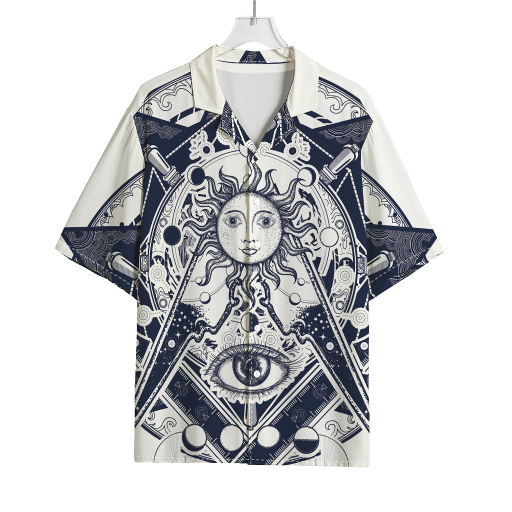 Vintage Masonic Freemasonry Print Rayon Hawaiian Shirt