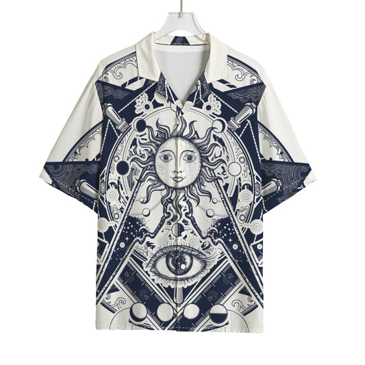 Vintage Masonic Freemasonry Print Rayon Hawaiian Shirt