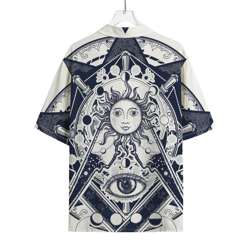 Vintage Masonic Freemasonry Print Rayon Hawaiian Shirt