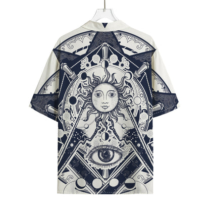 Vintage Masonic Freemasonry Print Rayon Hawaiian Shirt