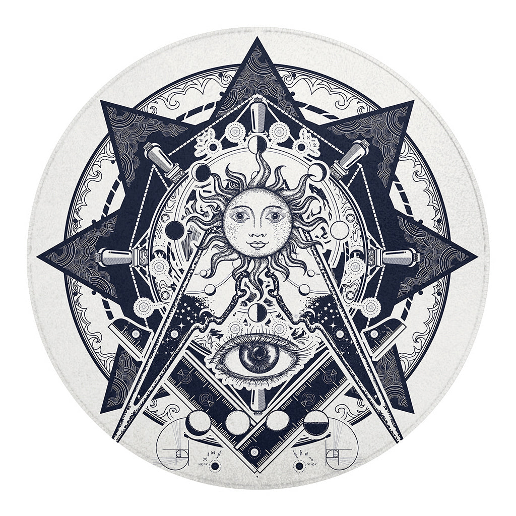 Vintage Masonic Freemasonry Print Round Blanket