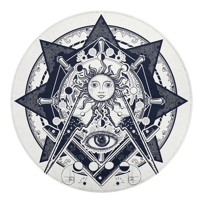 Vintage Masonic Freemasonry Print Round Blanket