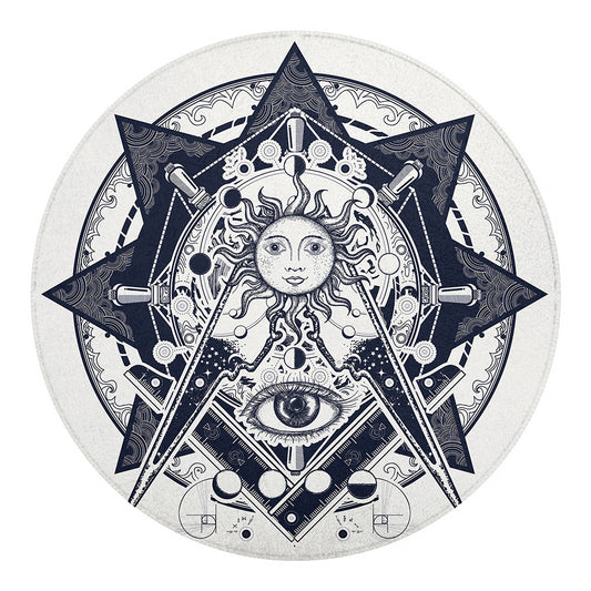 Vintage Masonic Freemasonry Print Round Blanket