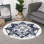 Vintage Masonic Freemasonry Print Round Rug