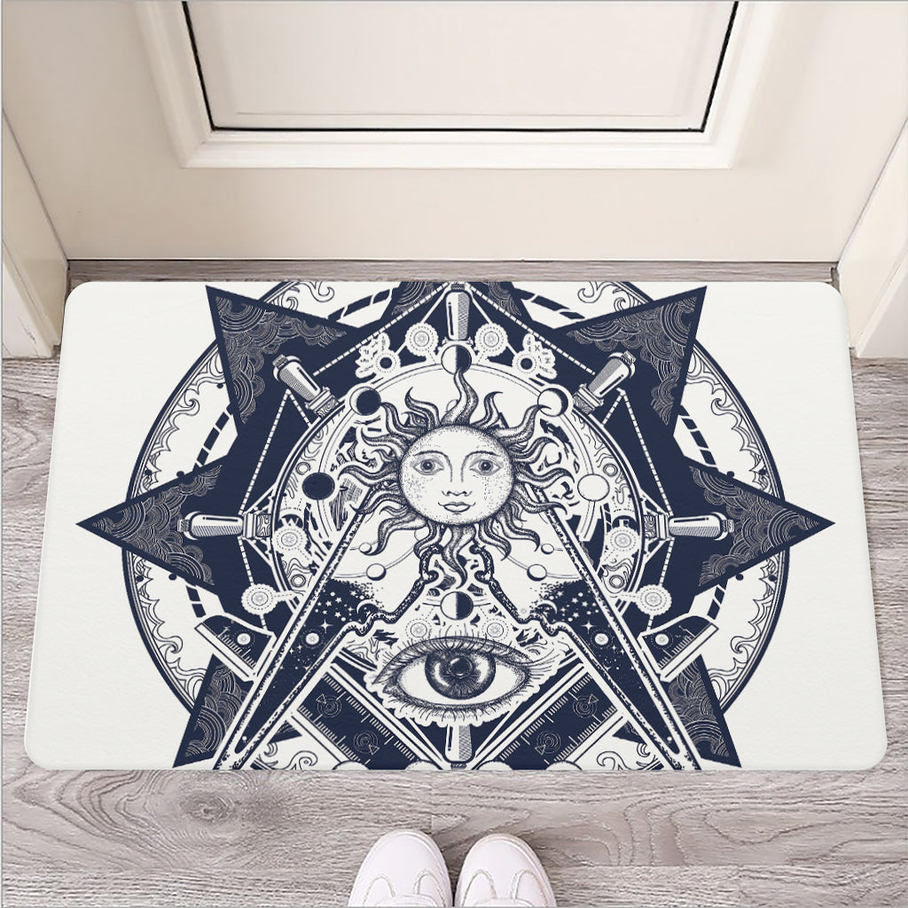 Vintage Masonic Freemasonry Print Rubber Doormat