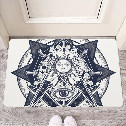 Vintage Masonic Freemasonry Print Rubber Doormat