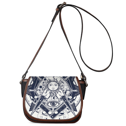 Vintage Masonic Freemasonry Print Saddle Bag