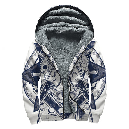 Vintage Masonic Freemasonry Print Sherpa Lined Zip Up Hoodie