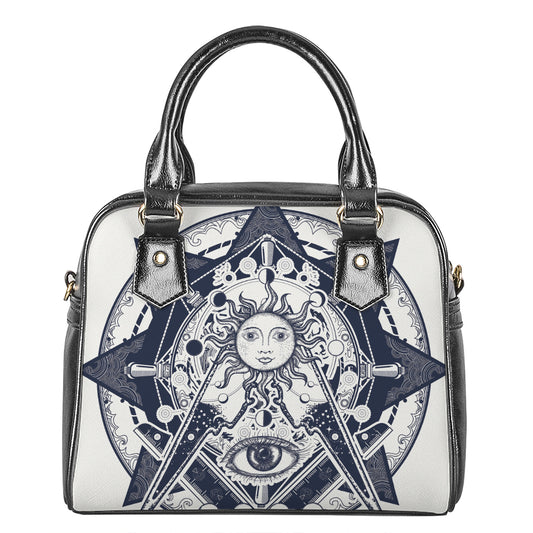 Vintage Masonic Freemasonry Print Shoulder Handbag
