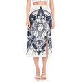 Vintage Masonic Freemasonry Print Side Slit Midi Skirt