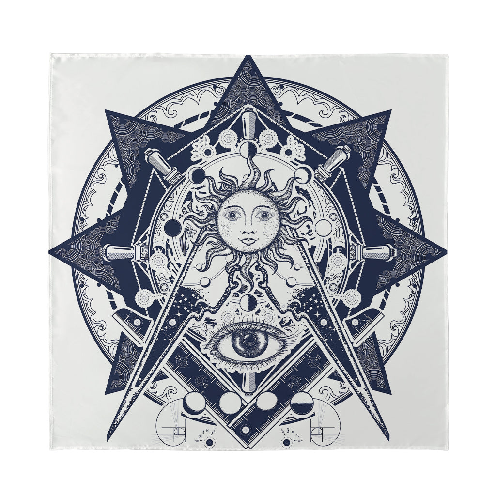 Vintage Masonic Freemasonry Print Silk Bandana