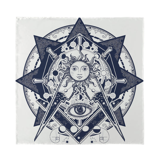 Vintage Masonic Freemasonry Print Silk Bandana