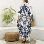 Vintage Masonic Freemasonry Print Silk V-Neck Kaftan Dress