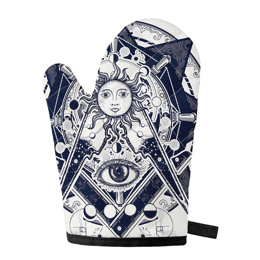 Vintage Masonic Freemasonry Print Single Oven Mitt