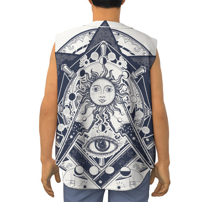 Vintage Masonic Freemasonry Print Sleeveless Baseball Jersey