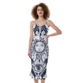 Vintage Masonic Freemasonry Print Slim Fit Midi Cami Dress