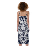 Vintage Masonic Freemasonry Print Slim Fit Midi Cami Dress