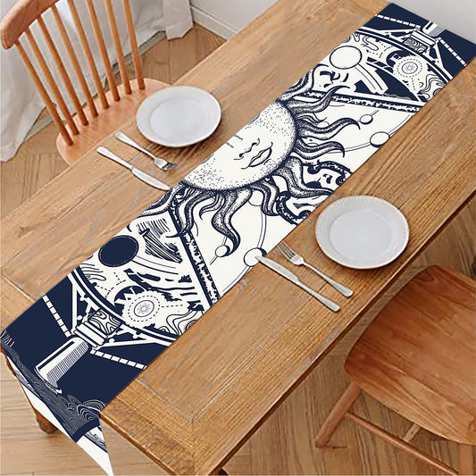 Vintage Masonic Freemasonry Print Table Runner