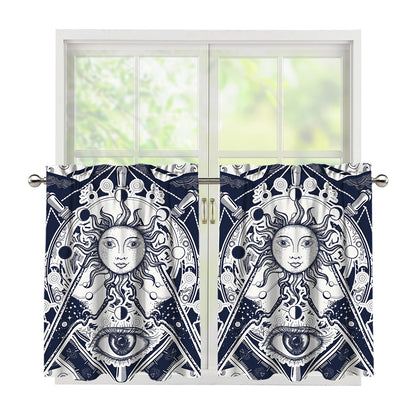 Vintage Masonic Freemasonry Print Tier Curtains