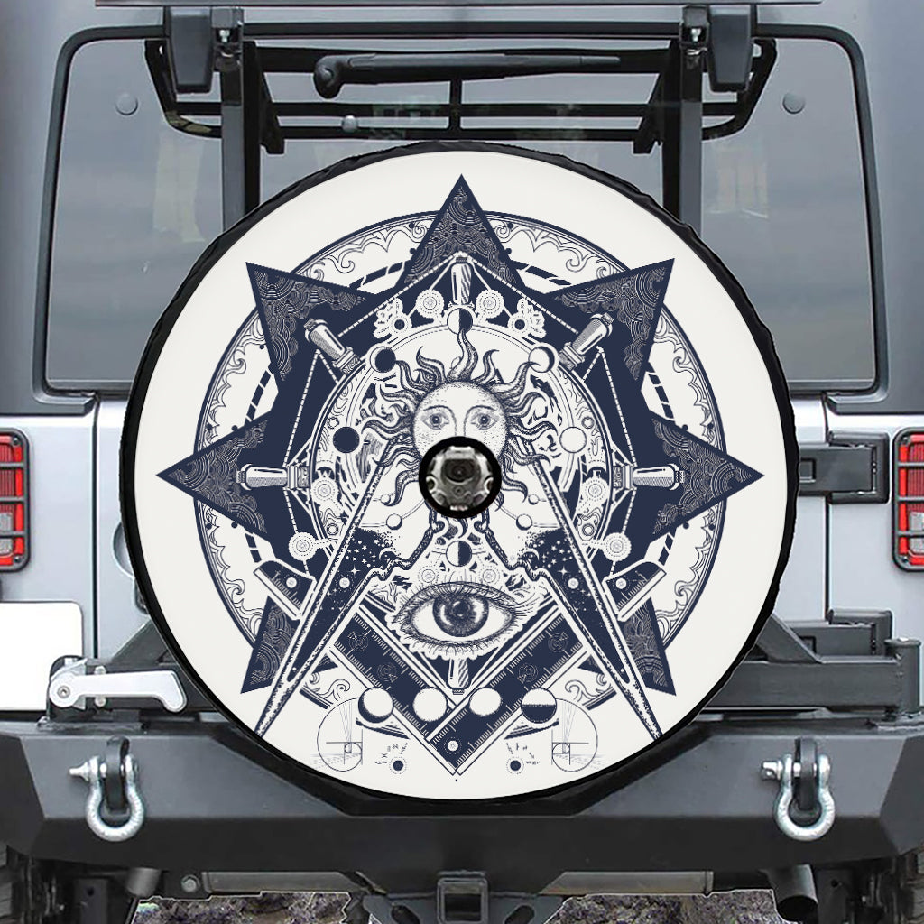 Vintage Masonic Freemasonry Print Tire Cover With Camera Hole