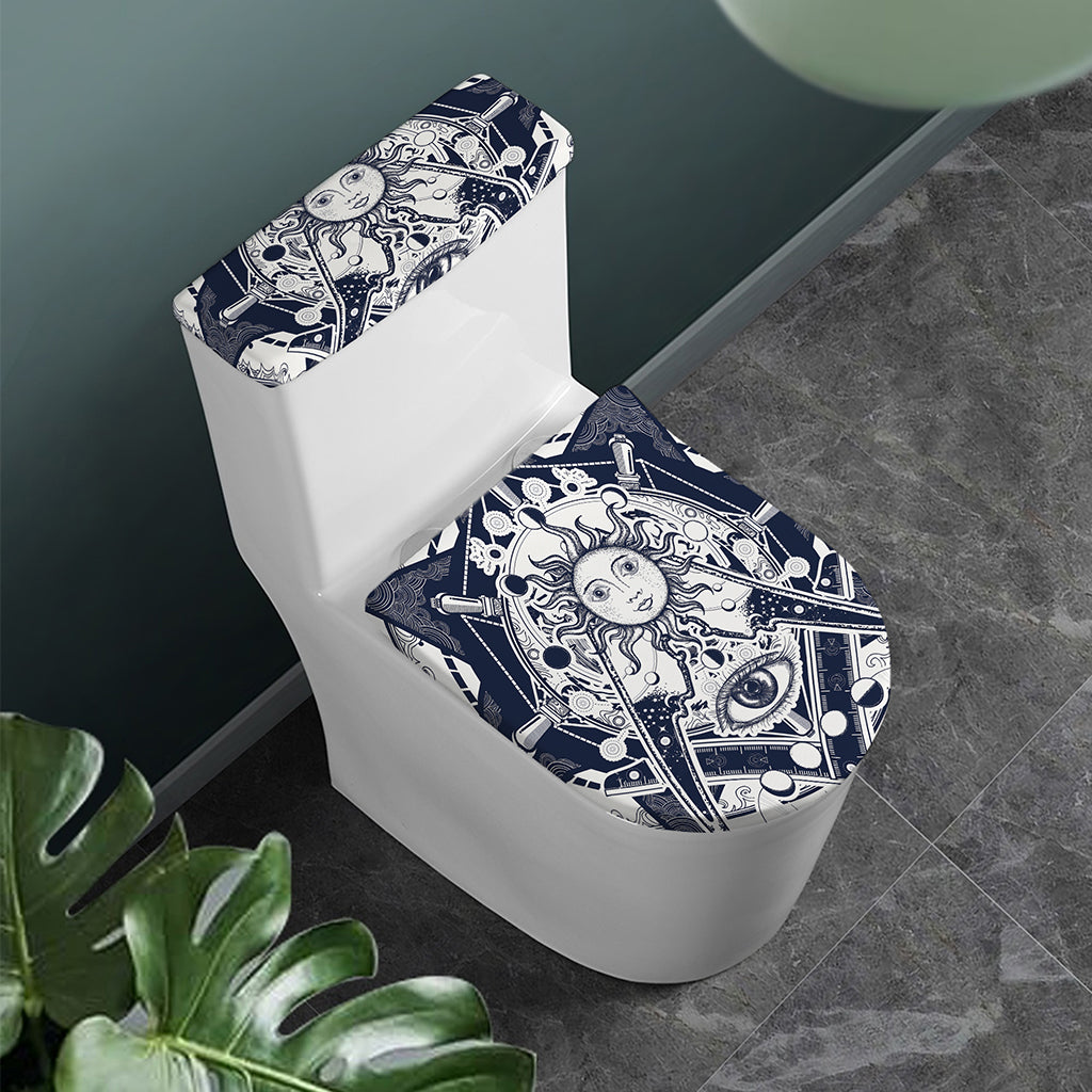Vintage Masonic Freemasonry Print Toilet Lid And Tank Cover Set