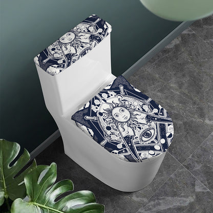 Vintage Masonic Freemasonry Print Toilet Lid And Tank Cover Set