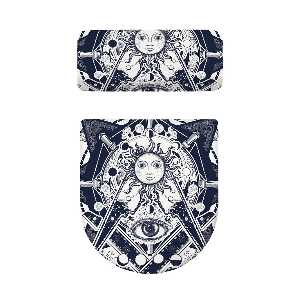 Vintage Masonic Freemasonry Print Toilet Lid And Tank Cover Set