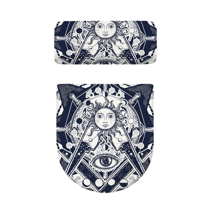 Vintage Masonic Freemasonry Print Toilet Lid And Tank Cover Set