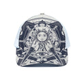 Vintage Masonic Freemasonry Print White Mesh Trucker Hat