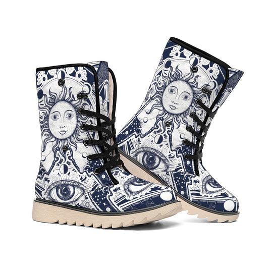 Vintage Masonic Freemasonry Print Winter Boots